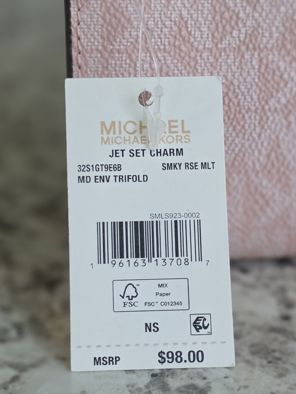 Michael Kors Jet Set Logo Medium Pink Trifold Wallet - Picture 5 of 6